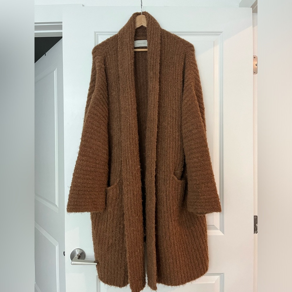 Cozy Open-Front Brown Women's Sweater Cardigan